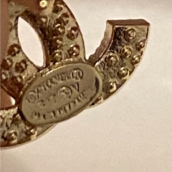 Chanel Gold Metal and Silver Crystal Mini Tiny Classic Stud Earrings - Picture 3 of 10